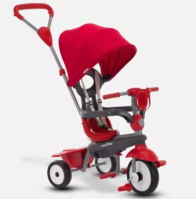 SsmarTrike 4 In 1 Multi-Stage Toddler Tricycle W/Folding Canopy Red New • $50.99