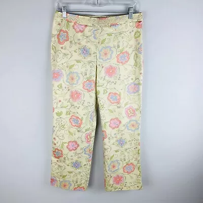 Sigrid Olsen Sport Womens 6 Pale Yellow Pants Floral Print • $19.54