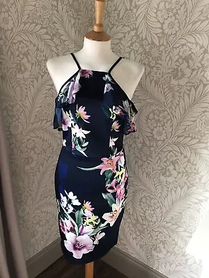 £5 • Buy Lipsy Navy Floral Bodycon Dress Size 12