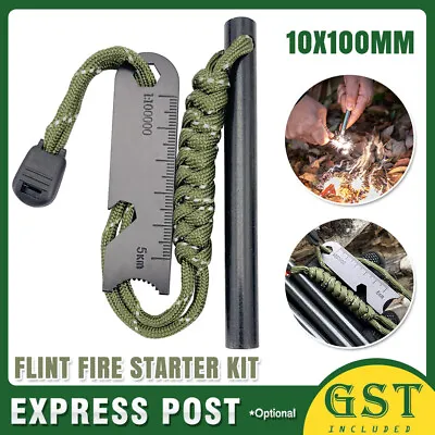 Ferrocerium Ferro Rod Survival Flint Fire Starter Kit Striker Waterproof Camping • $10.58