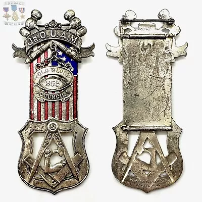 Vintage Jr. Order United American Mechanics Council Medal Badge Un-marked Silver • $39.99