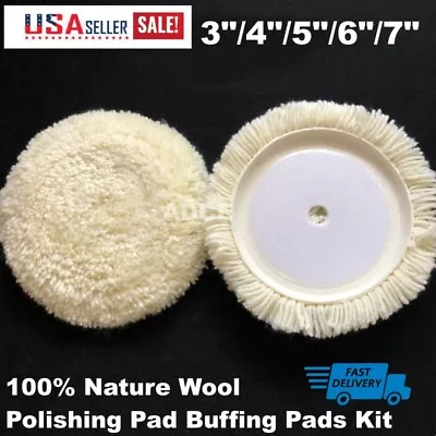 Wool Buffing Pad Kit 100% Natural Wool Car Auto Hook And Loop Grip Buffing Pad • $15.20