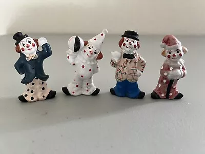 Vintage Clown Small Decorative Ceramic Figurines Lot Of 4 (2.5” Tall) • $25.99