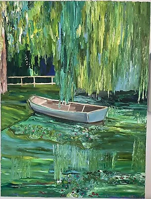 🎥 LARGE Claude Monet Lily Pond Original Oil Painting Impasto Contemporary Art • $3902.50