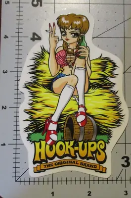 HOOK-UPS Skate STICKER Hay Smoker Girl Skateboards Helmets Decal Vintage • $8.99