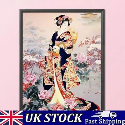 Full Cross Stitch Japanese Woman 11CT Cotton Thread DIY Printed Embroidery Kits • £11.79