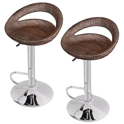Set Of 2 Adjustable Modern Pub Hydraulic Swivel Wicker Bar Stool Dinning Chair • $82.58