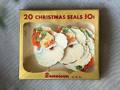 VINTAGE Dennison Christmas Seals NOS Dennison Santa Stickers Santa Claus Art • $45