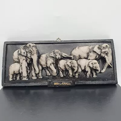 3D Sri Lanka Elephants Wall Hanging Resin Sculpture Plaque Home Decor Wall Art • £8.99