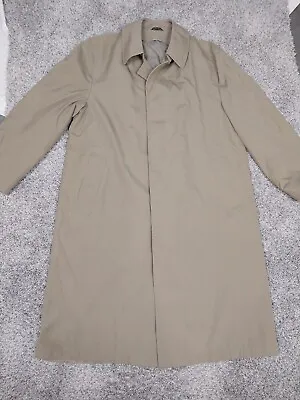 $19.99 • Buy Oleg Casini Trench Coat Mens Size 38R Jacket Tan Beige Pockets NO LINING
