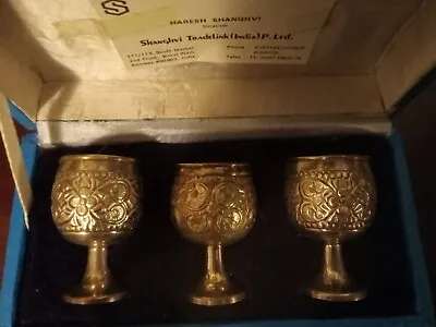Set Of 3 Silver Plated Mini Goblets From Bombay India • £43.37
