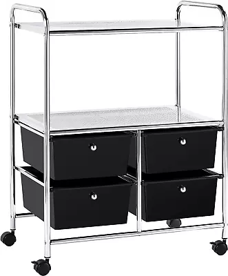 Rolling Storage Cart With 4 Drawers 2 Shelves Plastic Trolley On Wheels For Home • $72.99