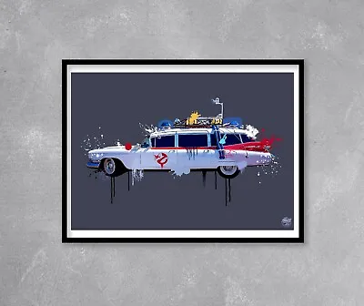 Ghostbusters Ecto 1 Print - 80s Movie Poster Wall Art Artwork Film Decor Gift • £43