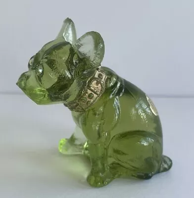 Vintage Westmoreland Glass Green French Bulldog Figurine Rhinestone Eyes-sticker • $59.99