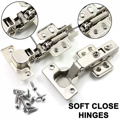  35mm SOFT CLOSE KITCHEN HINGESWITH SCREWS FULL OVERLAY CUPBOARD CABINET DOOR 02 • £34.89