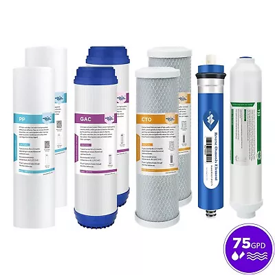 8 Pack 5 Stage 75 GPD Reverse Osmosis Water Filter Replacement Cartridges 1-Year • $60.99