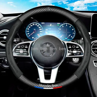 15  Steering Wheel Cover Genuine Leather For Mercedes-Benz Black New • $28.99