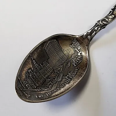 Sterling Souvenir Silver Spoon - The Heart Of Detroit - Michigan - SKU-FL0775 • $38