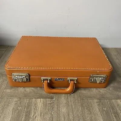 Vtg Brown Leatherette Brief Case Snap Closure Lock Luce Brand 1960-70s MCM • $35.95