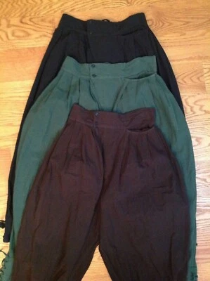 $52.76 • Buy VAGABOND IMPORTS HANDMADE MEDIEVAL PANTS SIZE S 28x22.5 COTTON HAREM BROWN GREEN