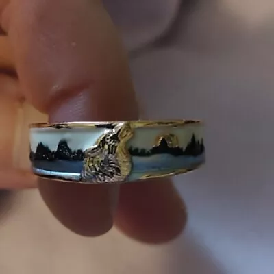 $19.95 • Buy Men's Fashion Call Of The Wild Wolf Ring Gold Colour Size 10