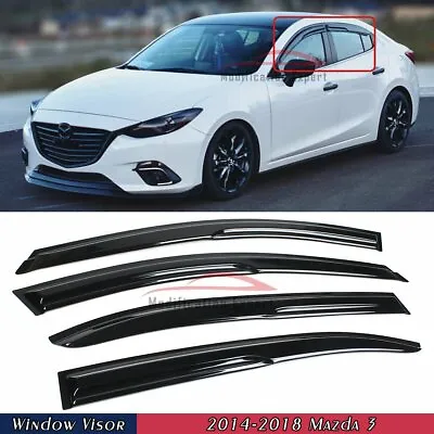 For 2014-2018 Mazda 3 Axela JDM 3D Wavy Mugen Style Window Visors Rain Guards • $28.99