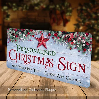 £6.49 • Buy Personalised Christmas Sign Freestanding Metal Plaque Custom Gift Welcome Xmas 