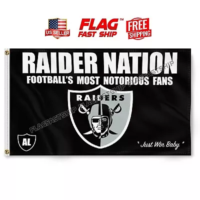 Raiders FLAG 3X5 Las Vegas Banner  Just Win Baby   New FREE Shipping US Seller • $12.98