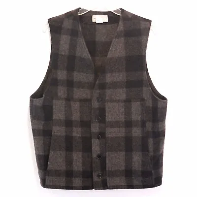 Vintage Filson Mackinaw Wool Vest Style 20 Size 46 Gray Plaid Hunting USA Made • $109.99