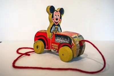 Vintage Fisher Price Mickey Mouse Puddle Jumper Child's Pull Toy #310 Disney  • $32