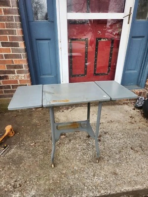 Vtg Rolling Metal Typewriter Cart Gray Desk Metal Side Table Drop  • $69.99