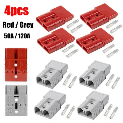 For ANDERSON PLUG Cable Battery Power Connector W/ Terminals 50/120A 600V 4Pcs • $12.49