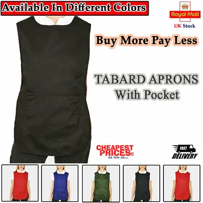 Unisex Tabard Pocket Apron Kitchen Catering Cleaning Dish Bar Chef Bib Apron Uk • £19.99