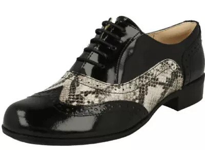 £39.99 • Buy BNIB Clarks Ladies HAMBLE OAK Black Snake Leather Brogue Shoes