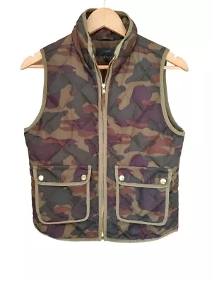 J. Crew Womens Excursion Vest Quilted Down Fill Camo Zip Size XS • $29.99