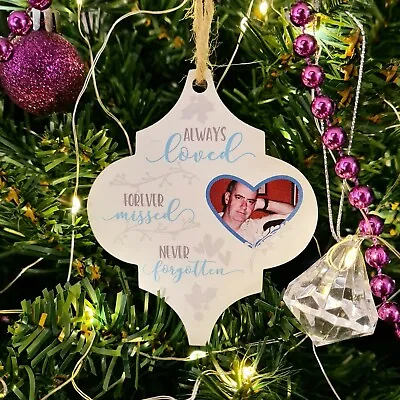 D3 Personalised Memorial Wooden Christmas Tree Bauble Decoration - Photo • £4.99