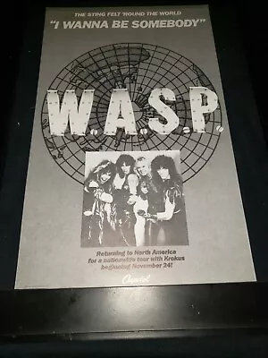WASP I Wanna Be Somebody Rare Original Radio Promo Poster Ad Framed! • $60.45