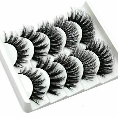 3D Mink False Eyelashes 5Pair Fake Eye Lashes Wispy Cross Long Thick Soft UK • £3.99