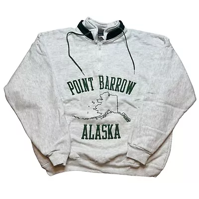 Vintage 90s Alaska Quarter Zip Sweatshirt Size XL Gray Gear Sportswear USA Made • $24.95