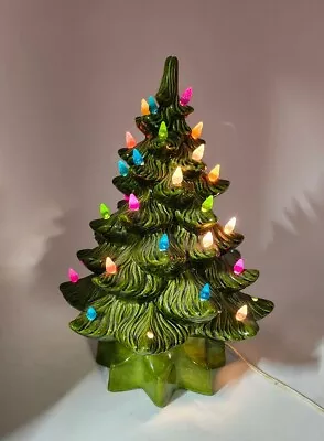 Vintage 70's Lighted Ceramic  CHRISTMAS TREE Base Bulb 1970's Music Box READ • $139