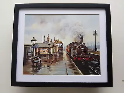 Malcolm Root Steam Train Print 'Damp And Deserted' Yeldham Station' FRAMED • £25.95