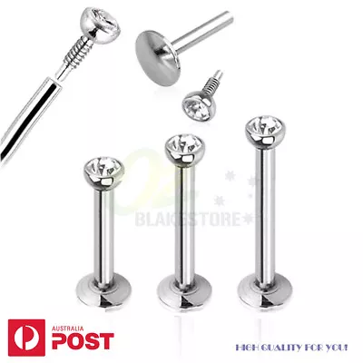 $3.99 • Buy 1-6pcs Internal Thread Labret Lip Stud Bar Ring Zirconia Gem Steel Body Piercing