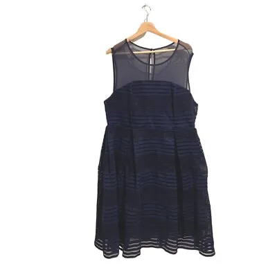 Torrid Navy Blue Mesh Skater Dress Size 20 NEW Sleeveless Midi Wedding Party • $24.99