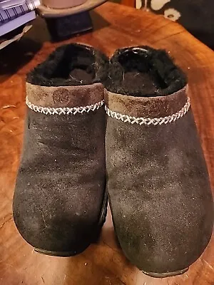 Merrell Shoes Womens 8.5 Encore Chill Sheepskin Lined Clogs  Black Suede Slip On • $22