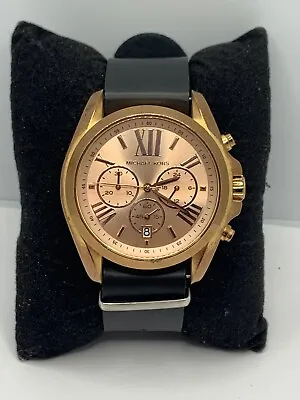 Michael Kors MK5503 Unisex Black Leather Analog Dial Quartz Genuine Watch RU199 • $59.99