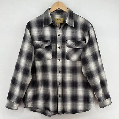 KILIMANJARO Shirt Mens L Flannel Cotton Ombre Plaid Button Up Long Sleeve Gray • $22.49