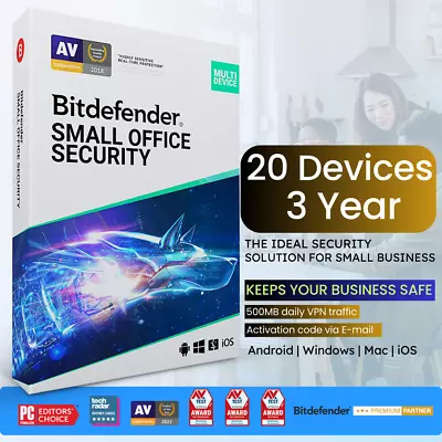 Bitdefender Small Office Security 2024 20 Device 3 Year Licence Key For Business • $379.95