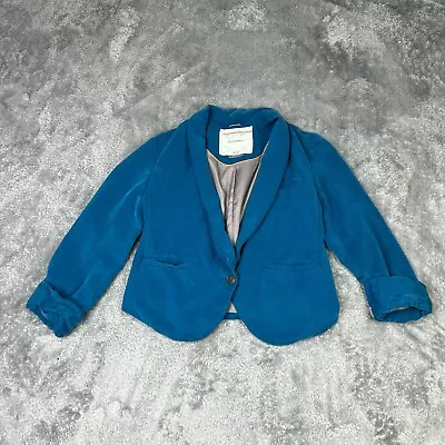 Cartonnier Blazer Womens 2 Blue Lyocell Button Short Anthropologie • $19.97