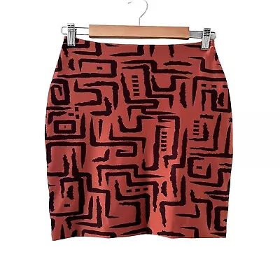 Torn By Ronny Kobo Womens Abstract Aztec Tribal Print Mini Skirt Copper Size M • $19.95