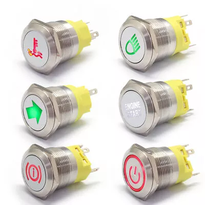 Chrome 19mm 12V Horn Push Button Momentary Metal Switch Car Boat LED Waterproof • $6.81